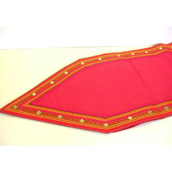 Boho Table Runner Hot Pink with Mirror Trim 72" - Picture 5 of 6